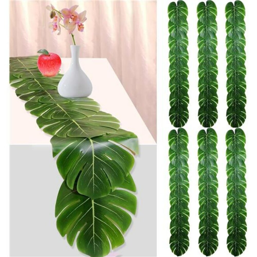 Artificial palm leaves table runner set of 6 tropical luau wedding party decor 7